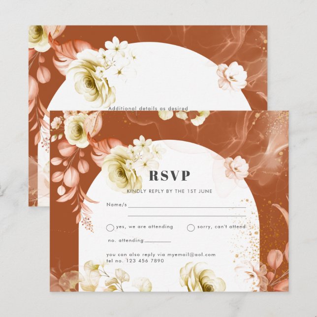 Seasons Fall Earthen Mix Boho Floral Wedding RSVP Postcard (Front/Back)