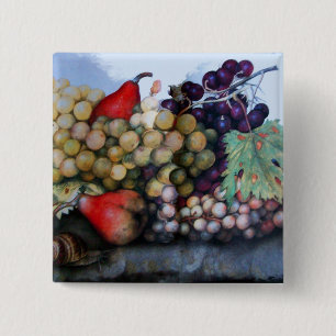 SEASON'S FRUITS 1 - GRAPES AND PEARS BUTTON