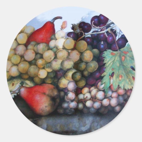 SEASONS FRUITS 1 _ GRAPES AND PEARS CLASSIC ROUND STICKER