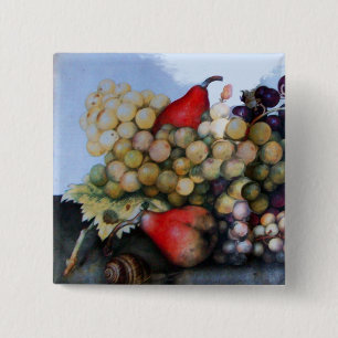 SEASON'S FRUITS 1 - GRAPES AND PEARS PINBACK BUTTON