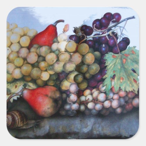 SEASONS FRUITS 1 _ GRAPES AND PEARS SQUARE STICKER