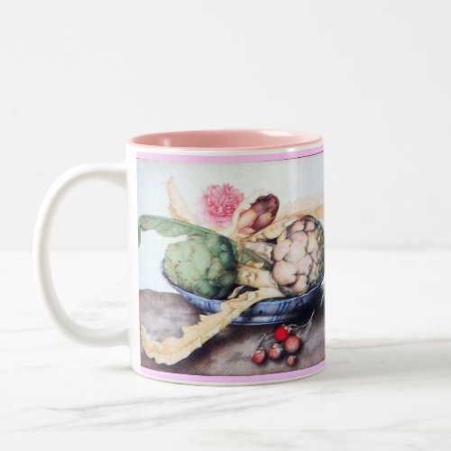 SEASONS FRUITS 4_ ARTICHOKES ROSE  STRAWBERRIES Two_Tone COFFEE MUG