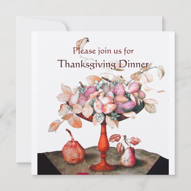 SEASON'S FRUITS 5 Thanksgiving Dinner Party gold Invitation (Front)