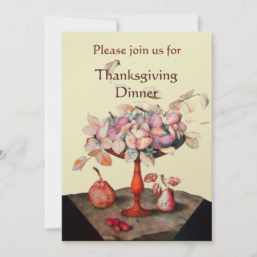 SEASONS FRUITS 5 Thanksgiving Dinner Party Gold Invitation