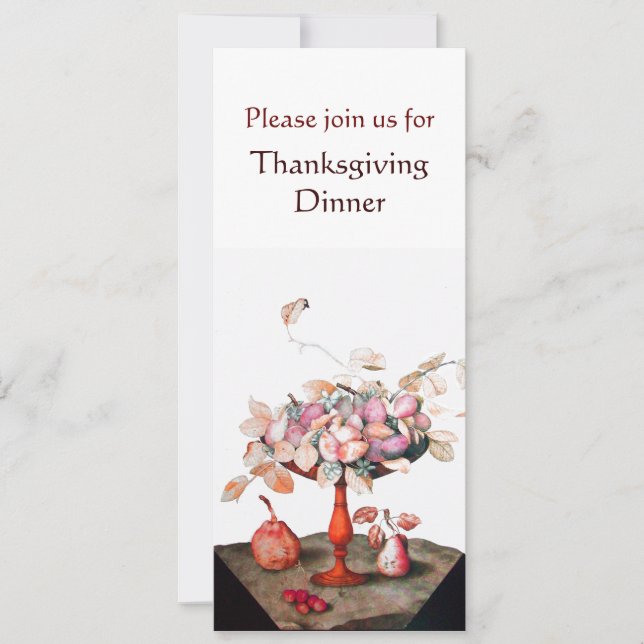 SEASON'S FRUITS 5 Thanksgiving Dinner Party white Invitation (Front)