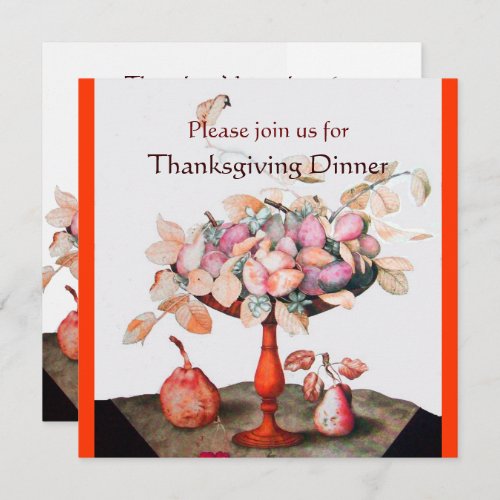 SEASONS FRUITS 5 Thanksgiving Dinner Party white Invitation