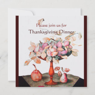 SEASON'S FRUITS 5 Thanksgiving Dinner Party white Invitation
