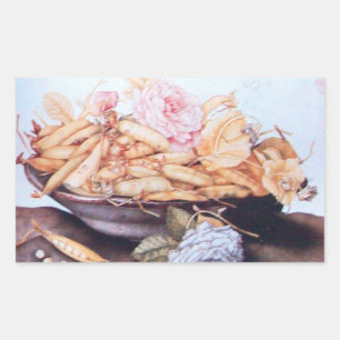 SEASON'S FRUITS 6 - BEANS AND ROSES RECTANGULAR STICKER