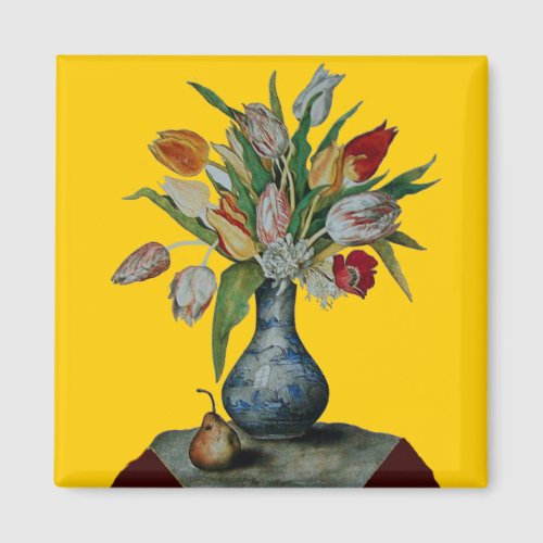 SEASONS FRUITS AND FLOWERS _ TULIPS IN BLUE VASE MAGNET