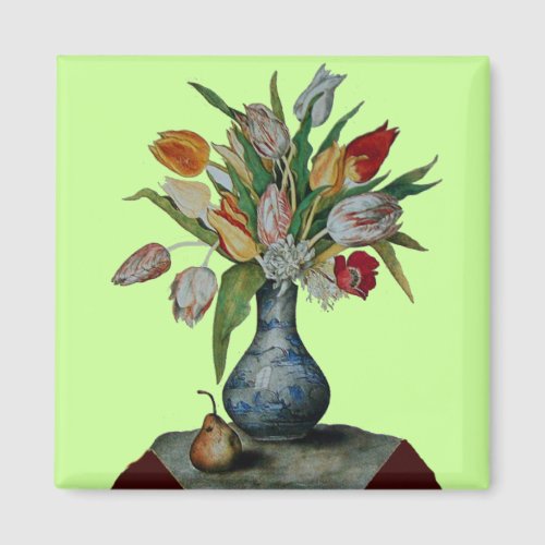 SEASONS FRUITS AND FLOWERS _ TULIPS IN BLUE VASE MAGNET