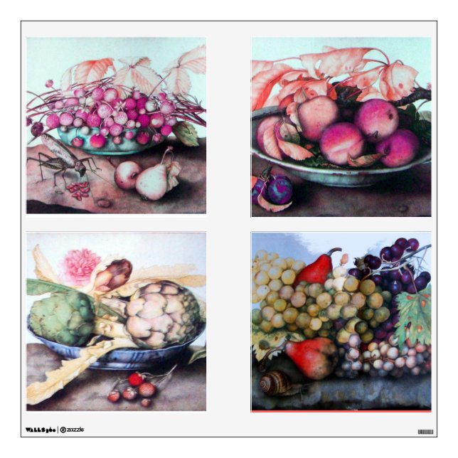 SEASON'S FRUITS /ARTICHOKES, GRAPES ,PEACHES PEARS WALL DECAL (Front)