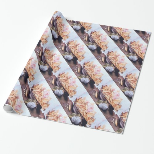 SEASONS FRUITS  BEANS AND ROSES WRAPPING PAPER