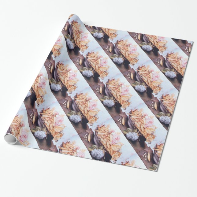 SEASON'S FRUITS / BEANS AND ROSES WRAPPING PAPER (Unrolled)
