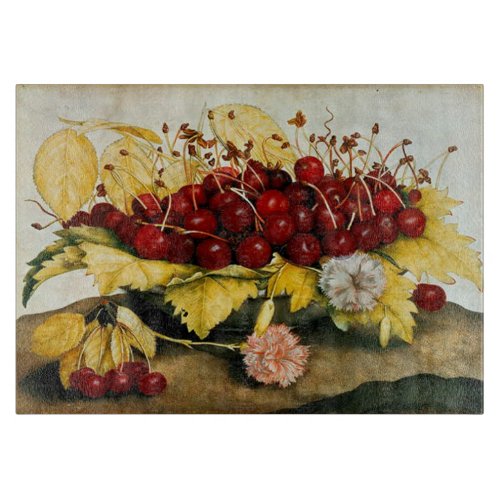 SEASONS FRUITS  CHERRIES AND CARNATIONS  CUTTING BOARD