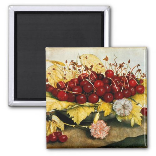 SEASONS FRUITS  CHERRIES AND CARNATIONS MAGNET