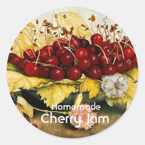 SEASONS FRUITS CHERRIES CHERRY JAM Preserve Jar Classic Round Sticker