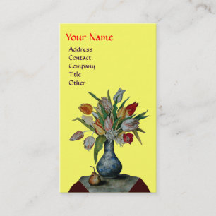 SEASON'S FRUITS - COLORFUL TULIPS MONOGRAM BUSINESS CARD