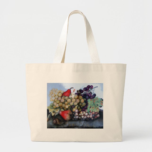 SEASON'S FRUITS GRAPES AND PEARS LARGE TOTE BAG (Front)