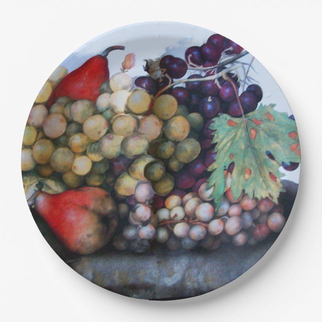 SEASON'S FRUITS ,GRAPES AND PEARS  PAPER PLATES (Front)