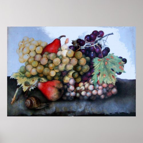 SEASONS FRUITS  GRAPES AND PEARS POSTER