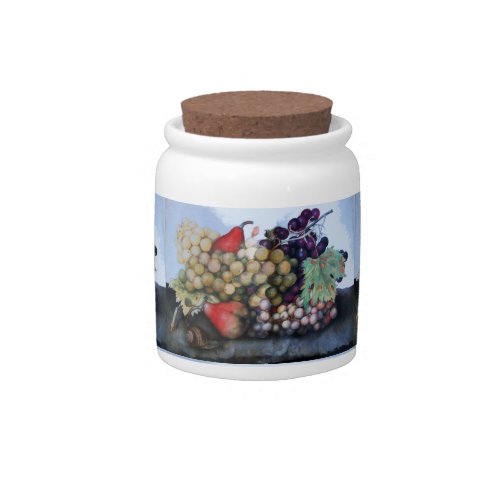 SEASONS FRUITS GRAPES GRAPE VINES AND PEARS CANDY JAR