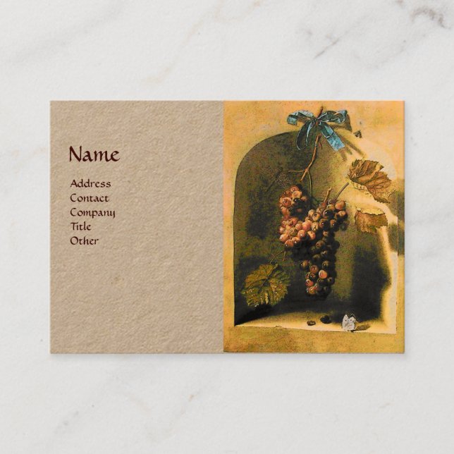SEASON'S FRUITS HANGED GRAPES Rustic Kraft Paper Business Card (Front)