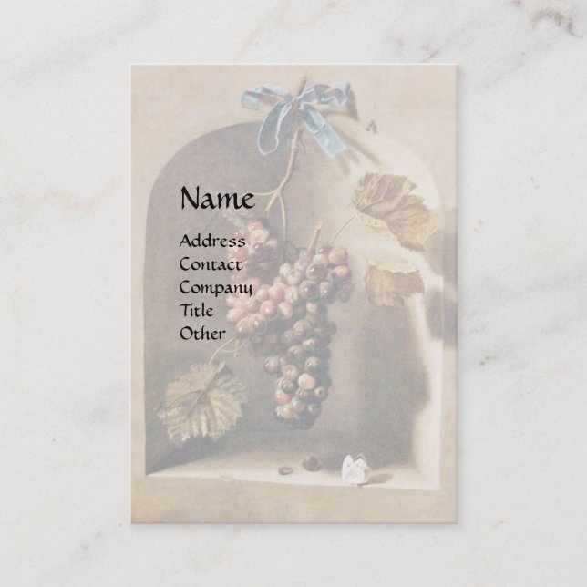 SEASON'S FRUITS HANGED GRAPES Rustic Yellow Brown Business Card (Front)