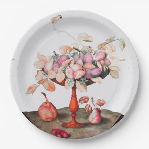SEASON'S FRUITS /JASMINES ,PRUNES,PEARS PAPER PLATES