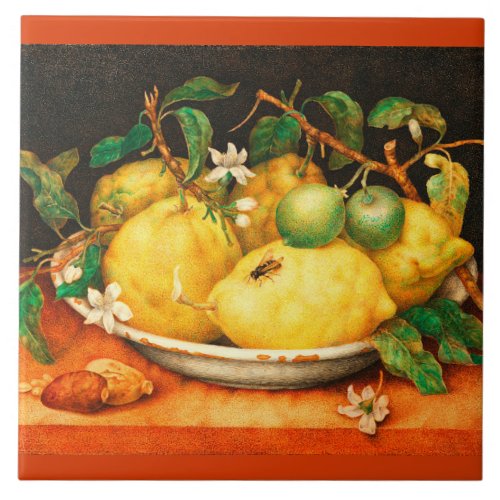 SEASONS FRUITS LEMONS AND WHITE FLOWERS CERAMIC TILE