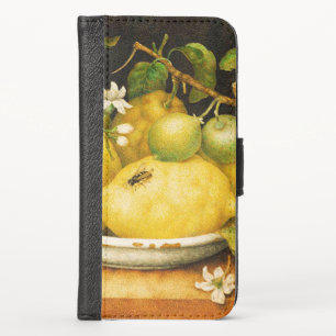 SEASON'S FRUITS LEMONS AND WHITE FLOWERS iPhone XS WALLET CASE