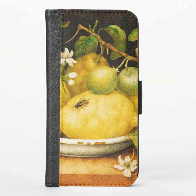 SEASON'S FRUITS LEMONS AND WHITE FLOWERS iPhone WALLET CASE (Front)