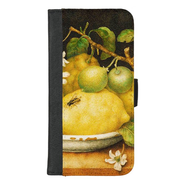 SEASON'S FRUITS LEMONS AND WHITE FLOWERS iPhone WALLET CASE (Front)