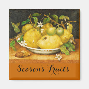 SEASON'S FRUITS LEMONS AND WHITE FLOWERS MAGNET