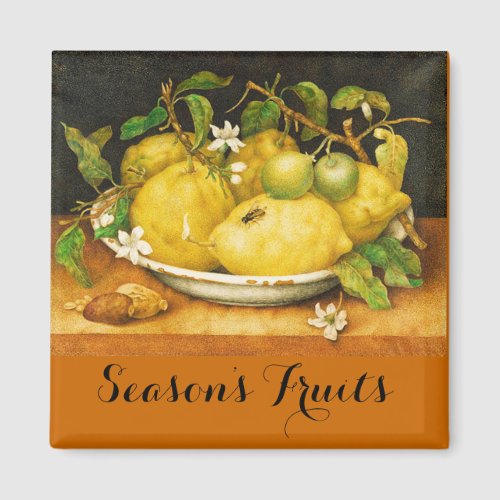 SEASONS FRUITS LEMONS AND WHITE FLOWERS MAGNET