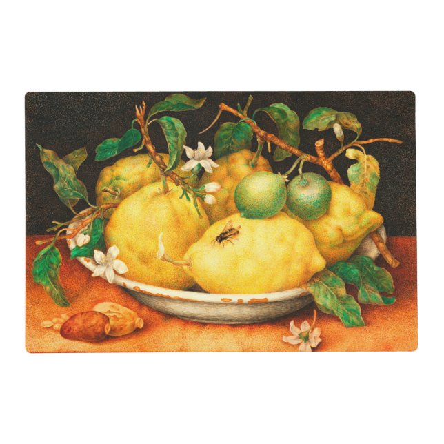 SEASON'S FRUITS LEMONS AND WHITE FLOWERS PLACEMAT (Back)