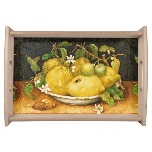 SEASONS FRUITS LEMONS AND WHITE FLOWERS SERVING TRAY