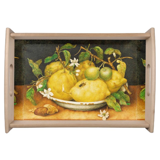 SEASON'S FRUITS LEMONS AND WHITE FLOWERS SERVING TRAY (Front)