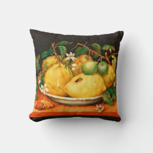 SEASON'S FRUITS LEMONS AND WHITE FLOWERS THROW PILLOW