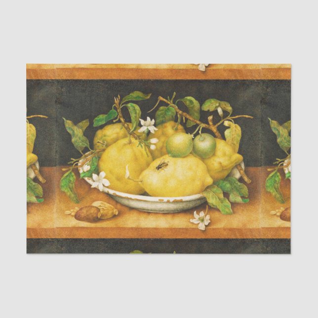 SEASON'S FRUITS LEMONS AND WHITE FLOWERS TISSUE PAPER (Front)