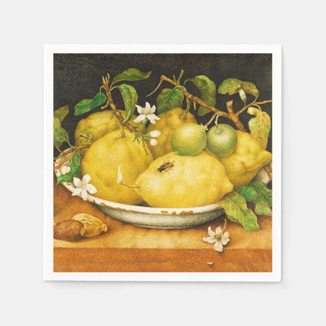 SEASON'S FRUITS,LEMONS LEMON FLOWERS Yellow Napkins (Front)