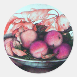 SEASON'S FRUITS /PEACHES AND PRUNES CLASSIC ROUND STICKER