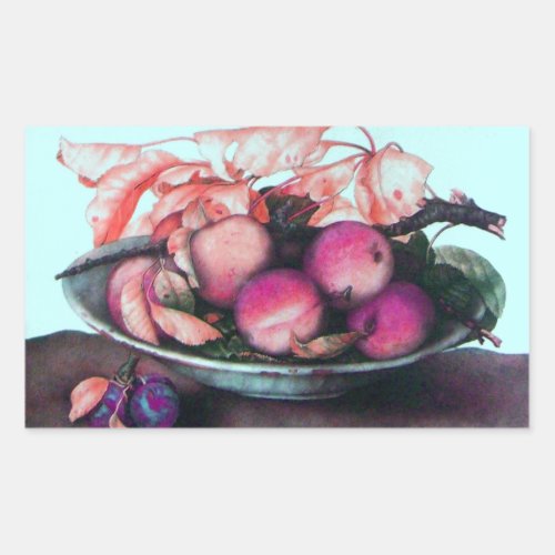 SEASONS FRUITS  PEACHES AND PRUNES RECTANGULAR STICKER