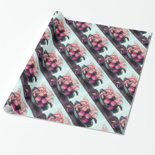 SEASONS FRUITS  PEACHES AND PRUNES WRAPPING PAPER