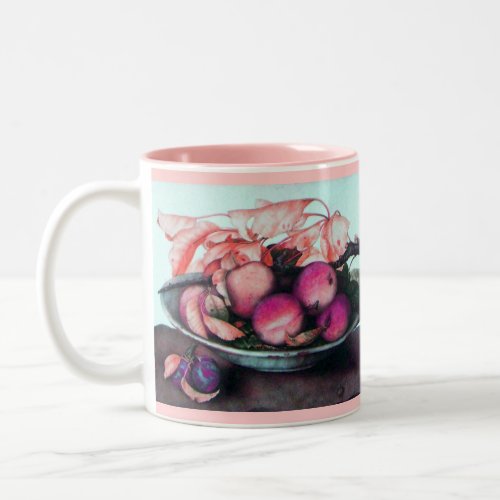 SEASONS FRUITSPEACHES Peach Plate Still Life Two_Tone Coffee Mug