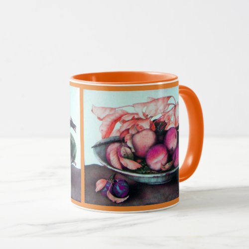 SEASONS FRUITS PeachesPrunes Leaves Still Life Mug