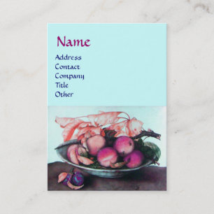SEASON'S FRUITS Peaches,Prunes,Leaves Teal Blue Business Card