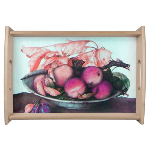 SEASONS FRUITS PEACHES PRUNES  PLATE Still Life Serving Tray