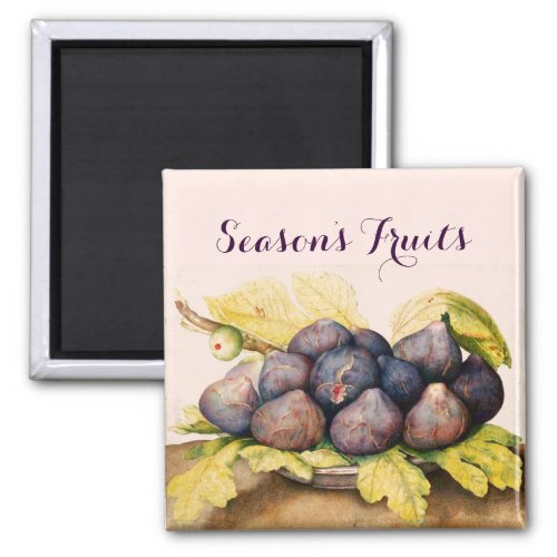 SEASONS FRUITS  PLATE WITH FIGS AND GREEN LEAVES MAGNET