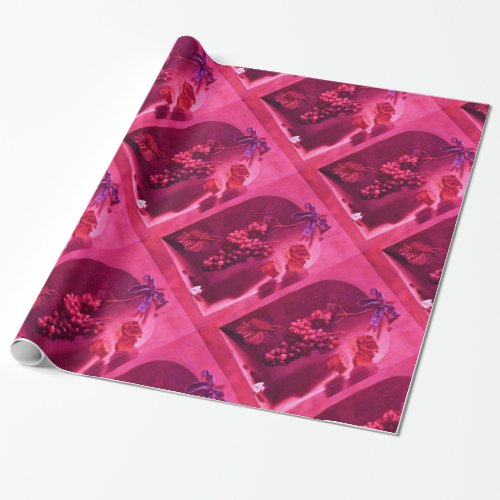 SEASONS FRUITS _PROSPERITY Fuchsia Red Pink Wrapping Paper