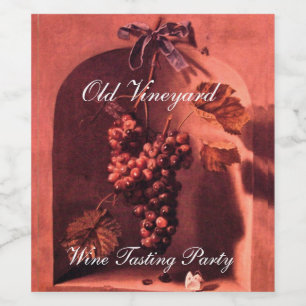 SEASON'S FRUITS PROSPERITY / GRAPES ,BLUE BOW Pink Wine Label